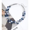 Noessla Layered Beaded Chunky Necklace for Women Boho Two-color Shell Statement Necklace Fashion Collar Costume Jewelry Gifts for Mum(Blue)