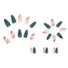 WAFOLOZE Almond Press on Nails Medium Fake Nails Dark Green Gloss False Nails with Matte Nails&Green Leaf Designs Glue on Nails Acrylic Nails Press ons Artificial Nails Stick on Nails for Women 24Pcs