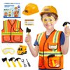 Lesheng space Construction Worker Costume for Boys, Pretend Builder Career Outfit with Self-Assembly Engineer Truck, Role Play Dress Up for Halloween