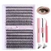 Eyelash Extension Kit, 280pcs DIY Individual Lash Cluster Kit D Curl, 9-16mm Mix Cluster Eyelash Extension Kit with Lash Bond and Seal False Eyelash Applicator Wispy At Home (30D+40D-9-16MIX KIT)