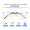 Rimless Progressive Multifocus Reading Glasses Blue Light Blocking No Line Multifocal Computer Readers for Women Men Rectangular Eyewear Titanium Lightweight Magnification Presbyopia Eyeglasses