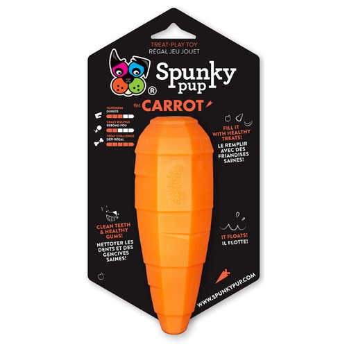 Spunky Pup Holding Treat Play Dog Toy | Interactive Treat Toy for Dogs | Promotes Healthy Teeth & Gums | Carrot