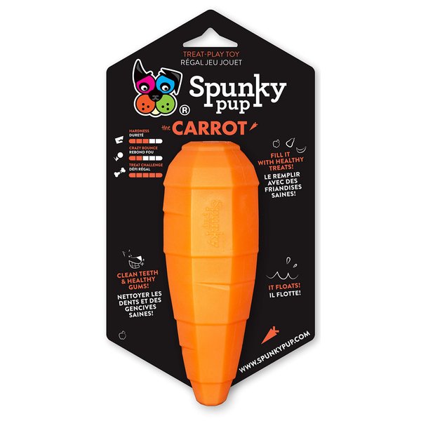 Spunky Pup Holding Treat Play Dog Toy | Interactive Treat Toy for Dogs | Promotes Healthy Teeth & Gums | Carrot