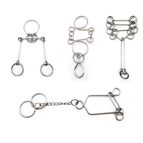 Zooshine 4PCS Advanced Metal Brain Teasers Puzzles Higher Level Challenge for Party Games,Parent-...