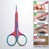 Cuticle Scissors, Eyebrow False Eyelashes Mustache Facial Nose Ear Hair Grooming Multi-Purpose Beauty Scissors, Small Manicure Pedicure Curved Extra Sharp Fine Blades Professional Shears for Men Women