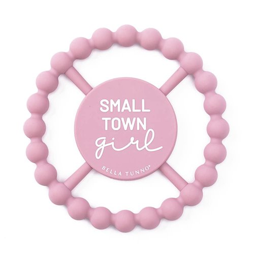 Bella Tunno Happy Teether for Girls– Soft & Easy Grip Baby Girl Teether Toy, Silicone Teether Ring to Help Soothe Gums, Non-Toxic and BPA Free, Small Town Girl