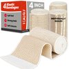 HEALQU Premium Elastic Bandage - Self-Closure Compression Wrap for Legs, Knees, Ankles, Wrists, Elbows, Shoulders - 4 Inch by 5 Yards, Box of 4 Rolls Athletic Stretchable Bandage Wrap