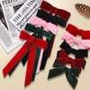 Green Velvet Hair Bow Set IKOLA 7" Hair Bow with Tail 4" Velvet Bows for Toddler Girls Sturdy Non-Slip Alligator Clip for Ponytail Fall Winter Christmas Hair Accessories for Women and Girls
