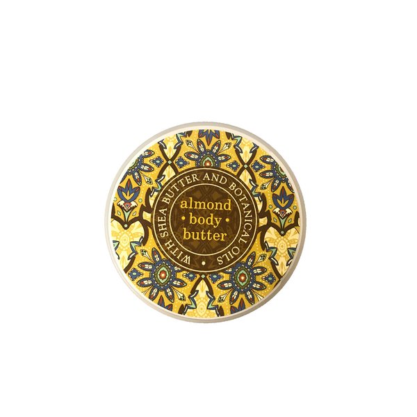 Greenwich Bay Trading Company Botanic Body Butter with Shea Butter and Cocoa Butter, Almond Scent, 8oz Tub