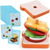 kizh Wooden Sandwich Sorting Stacking Toys Play Food Set for Toddlers Preschool Educational Montessori Toys Fine Motor Toys for Kids Boys Girls