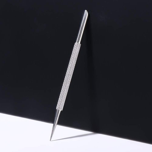 Leadigol Nail Cuticle Pusher,Nail Salon, Nail Trimmer, Under Nail Cleaner,Portable Stainless Steel Point Drill Stick Nail Cleaning Tools Double Head Clean UV Gel Remover Nail File