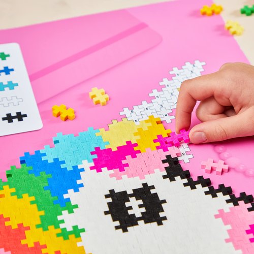 Plus Plus Puzzle By Number, 250 Piece Mini Interlocking Hashtag Color Blocks, 3D Pixel Art Kit for Kids - Unicorn