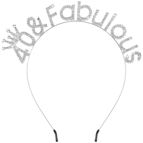 Atoden 40th Birthday Decorations for Women 40 and Fabulous Birthday Headband Silver Tiara Queen Crown 40th Birthday Gifts for Her Happy Birthday Accessories for Woman Party