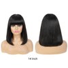Adette Human Hair Bob Wig, Brazilian Straight Human Hair Wigs With Bangs, 150% Density None Lace Front Wigs Glueless Machine Made Wigs For black Women (10", #Natural Black)