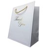 MODEENI 8x10 Pure White Thank You Gift Bags with Gold Foil Handles - 12 Bags - Medium Size 8x5x10 - Luxury Paper Shopping Boutique Bags with Matte Embossed Finish