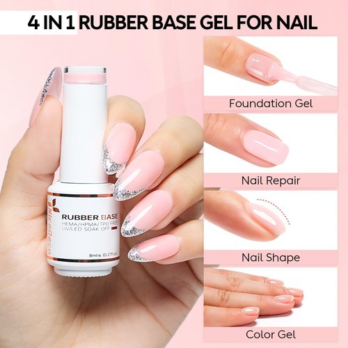 Nicedeco Rubber Base Gel Polish for Nails 6 Pcs Rubber Gel Nail Strengthener Nude Pink Nail Gel Polish Set 37