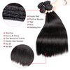 Beauhair 7A Brazilian Straight Hair 3 Bundles with Lace Closure (8 10 12+12 Free Part closure) Virgin Human Hair Weave 100% Unprocessed Human Natural Black Straight Remy Hair Extensions