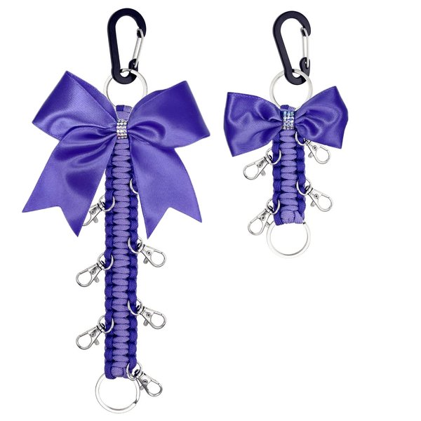 Cheer Bow Holder, 2 Pack Cheer Bow Keychains, Cheer Stuff Cheerleading Accessories, Paracord for Girls, Cheer Bow Holder for Backpack - Purple Bow