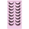 Natural False Eyelashes Wispy Mink Lashes Cat Eye Lashes Pack Fluffy Eyelashes 8 Pairs 14 mm Clear Band DD Curl Strip Fake Eyelashes By TNFVLONEINS