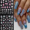 5 Sheets Flowers Nail Stickers, 5D Embossed Self-Adhesive Flowers Nail Decals, Spring Summer Floral Nail Art, Rose Butterfly Stickers for Nail Art, 3D Acrylic Flowers for or Women Nail Decoration