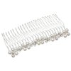 SAMKY Handmade Petite Pearl Clover Flower Bridal Wedding Tiara Hair Comb - Silver Plated FC037