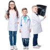 Naichuo Doctor Nurse Lab Coat Outfits,Kids Role Play Doctor Costume With Realistic Accessories for Boys Girls Ages 3-12(Lab Coat, White/7-9T)