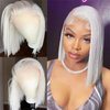 Guanyuhair 13x4#60 Color Platinum Blonde Short Bob Wigs Lace Front Wig Human Hair With Pre Plucked Brazilian Ash Blonde Straight Bob Wig (10inch)
