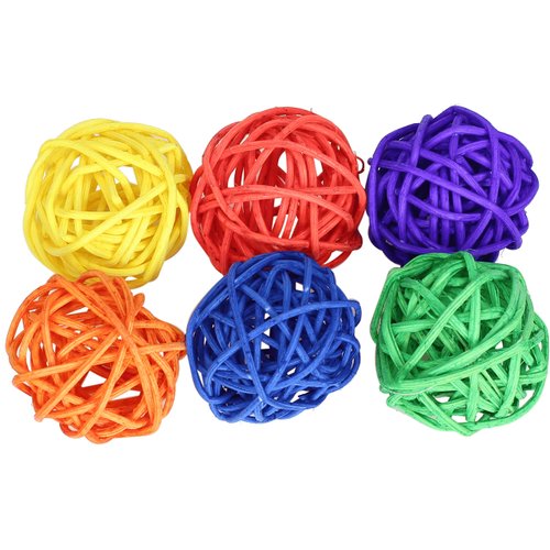 Bonka Bird Toys 1294 Pk6 Small Vine Balls Colorful Chew Natural Parrot Parrotlet Budgie Cockatiel