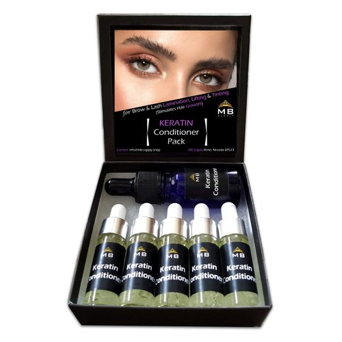 Eyelash Eyebrow Growth Serum Advanced Nourishing Keratin Conditioner for Lamination Perm/Lift/Tint/Wax Aftercare. Helps Repair & Regrow Damaged Hair (1-10ml + 5-5ml + 6 Free Brushes)