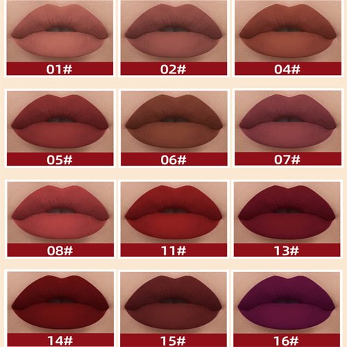MAEPEOR Matte Liquid Lipstick Set 12PCS Smooth Creamy Velvet Lipstick Long-Lasting Waterproof Smudgeproof Lip Gloss for Women and Girls (Matte, 12PCS-01)