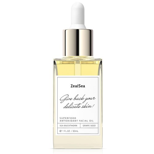 ZealSea Superfood Antioxidant Face Oil: Facial Oils with Vitamin E Squalane Oil Grapeseed Oil Face Dermaplaning Hydrating Dry Skin Therapy Oil Care Gua Sha Massage for Women Men, 0.95 Fl Oz