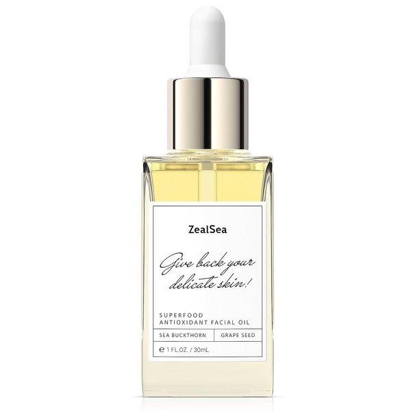 ZealSea Superfood Antioxidant Face Oil: Facial Oils with Vitamin E Squalane Oil Grapeseed Oil Face Dermaplaning Hydrating Dry Skin Therapy Oil Care Gua Sha Massage for Women Men, 0.95 Fl Oz