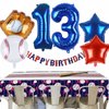 Kwuz Baseball Balloons 13th Birthday Decorations for Boys | Baseball Birthday Decoration Sports Theme Party Supplies, 32Inch Foil Mylar Number 13 Balloon Navy Blue Red White Sports Balloon Arch Kits