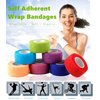 12 Pack 1" x 5 Yards Self Adhesive Elastic Bandage Wrap Stretch Self-Adherent Tape for First Aid,Sports, Wrist, Ankle (10 Colors)