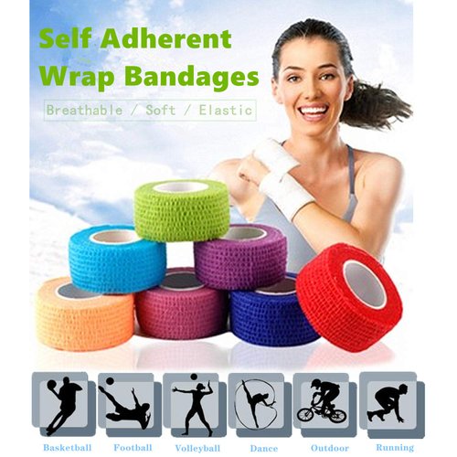 12 Pack 1" x 5 Yards Self Adhesive Elastic Bandage Wrap Stretch Self-Adherent Tape for First Aid,Sports, Wrist, Ankle (10 Colors)