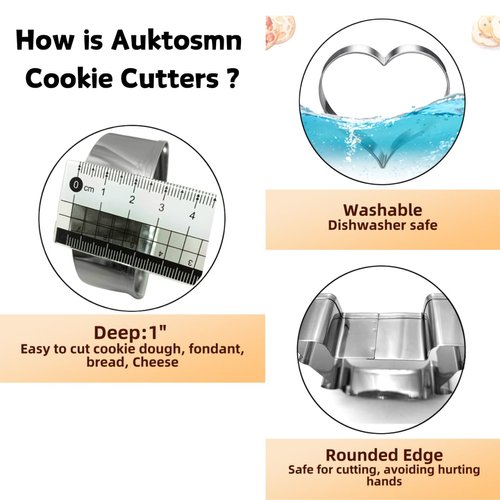 Auktosmn Geometric Plaque Cookie Cutter Set-6 Piece-4.0 Inch-Diswasher Safe-Frame Cookie Cutter Shape for Baking