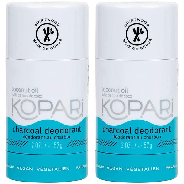 Kopari Aluminum-Free Deodorant Charcoal | Non-Toxic, Paraben Free, Gluten Free & Cruelty Free Men’s and Women’s Deodorant | Made with Organic Coconut Oil | 2 Pack, 2.0 oz