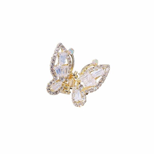 Gold and Silver Rhinestone Hair Claw Jaw Clips, Butterfly Mini Hair Claw Clips Pearl Mini Claw Clip,Fashion Hair Accessories for Women and Girls, Hair Clips