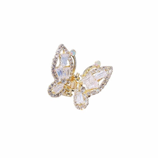 Gold and Silver Rhinestone Hair Claw Jaw Clips, Butterfly Mini Hair Claw Clips Pearl Mini Claw Clip,Fashion Hair Accessories for Women and Girls, Hair Clips