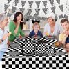 123 Pcs Black and White Checkered Racing Party Decorations Car Party Tableware Set Race Themed Party Plates Banner Tablecloth Car Sports Napkins Forks Hanging Swirls Checkered Birthday Party Supplies