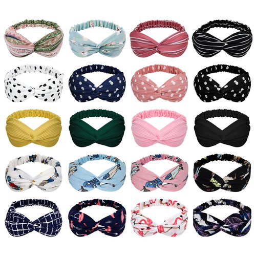 YARIEW 20 Pack Boho Headbands for Women Womens Headbands Head Bands No Slip Fashion for Women Hair Bands Knotted Turban Fashion Headbands for Wigs Hair Accessories for Women and Girls