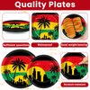 gisgfim 96Pcs Jamaican Music Birthday Party Plates and Napkin Jamaican Rastafari Party Supplies Palm Tree Grafitti Tableware Dinnerware Set Jamaica Paper Dinner Dessert Plate Party Decoration Serve 24