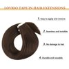 Lovrio 14" 20 Pcs 50g Tape in Hair Extensions Color Dark Brown Invisible Human Hair Silky Straight Tape ins #2