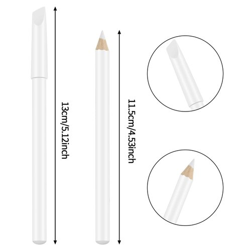 6 Pieces White Nail Pencils 2-In-1 Nail Whitening Pencils with Cuticle Pusher for French Manicure Supplies