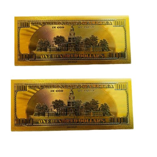 Two Pack Jesus Christ Image in One Hundred Dollars 24k Gold Plated Bill Collectible Banknotes for Decoration