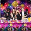 95 Pcs 70s Party Decorations Disco Party Balloons Decoration 70's Party Bundle Includes Inflatable Radio Boombox and Mobile Phone, Disco Plastic Party Backdrop, Tablecloth, Balloons for Hip Hop Party