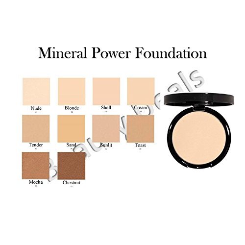 Beauty Deals Mineral Powder Foundation, Pressed Makeup, Buildable Coverage, Natural Finish w/sponge (Shell)