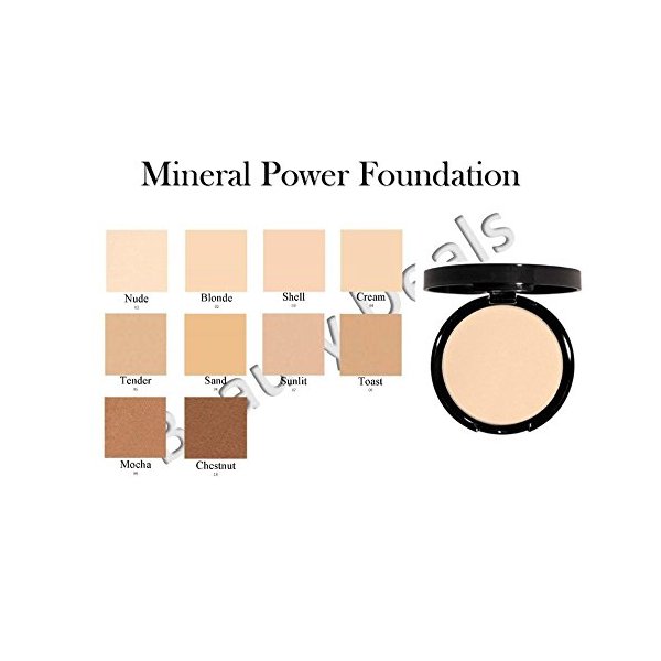 Beauty Deals Mineral Powder Foundation, Pressed Makeup, Buildable Coverage, Natural Finish w/sponge (Shell)
