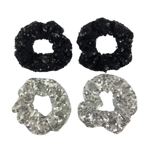 4 Pcs Sequin Hair Scrunchie Hair Bobbles Metallic Elastics Ponytail Holders Hair Wrist Ties Bands...