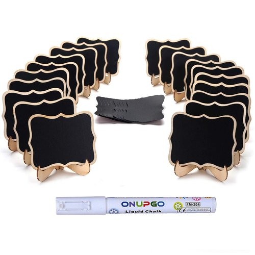 Mini Chalkboard Signs, 20 Pack Small Chalkboard Labels Table Signs with Easel Stand, Wooden Blackboards for Table Display, Place Cards, Food Labels, Weddings Decoration